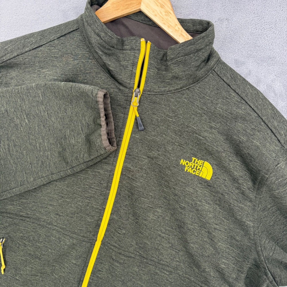 The North Face Mens Full Zip Jacket Olive Green Trim Mock Neck Fleece Size XL - Picture 1 of 14
